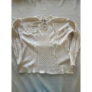 Old Navy Cream Cable Lace Up “in A Flurry” Sweater Size Medium